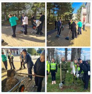 "Зелёный патруль" своими рками и с душой наводят порядок в школьном дворе